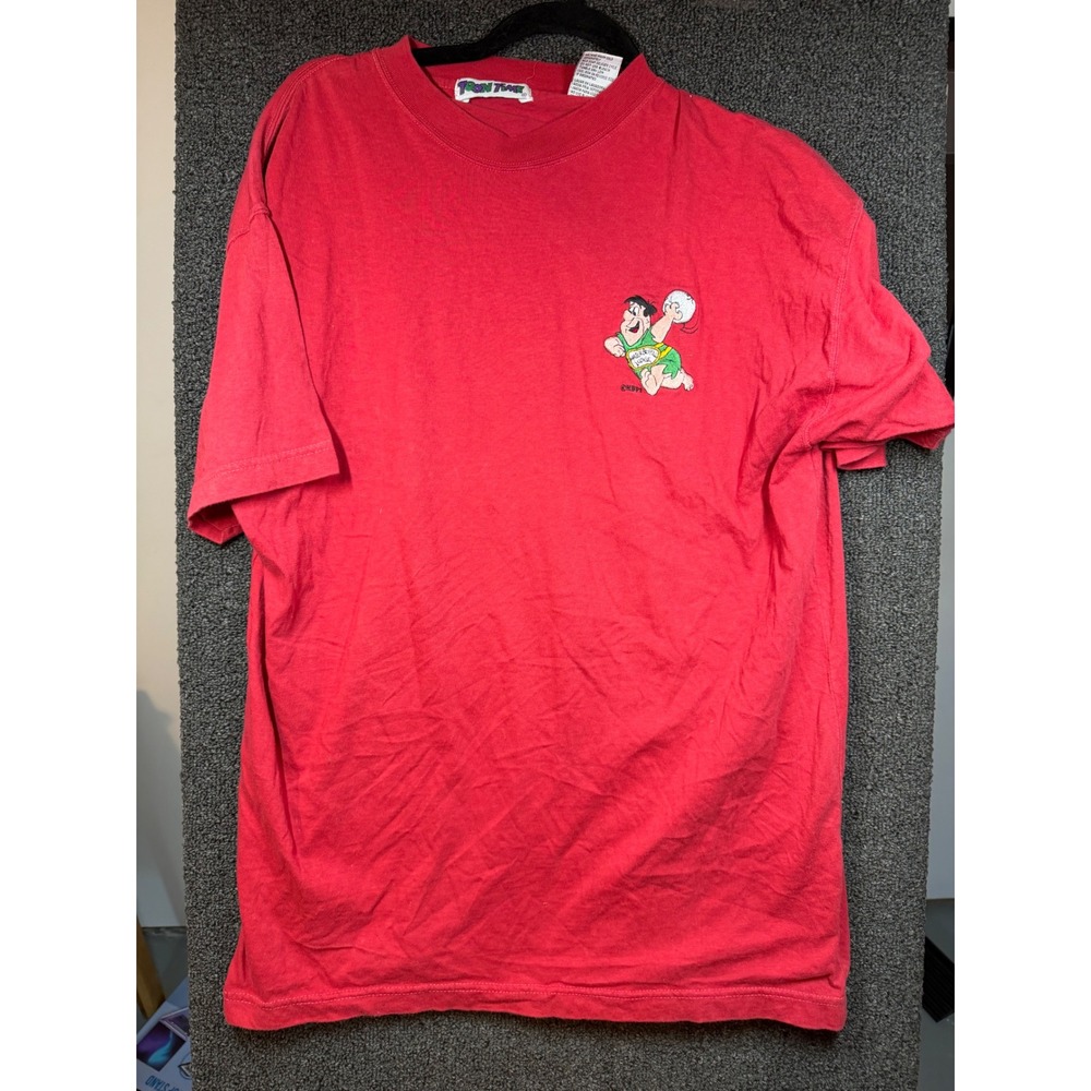Toon Time Fred Flintstone T-Shirt Mens XL Red Water Buffalo Lodge Vintage 90s
